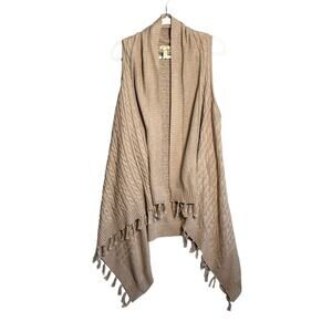 Matilda Jane Long Cardigan XL Sleeveless Cable‎ Knit Tassels Waterfall lagenlook